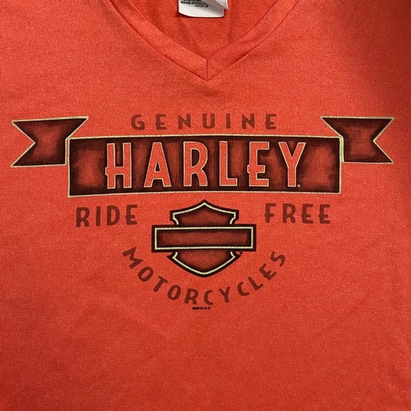 Harley-Davidson Coral V-Neck T-Shirt Tomahawk Wisconsin Graphic Printed Medium - Picture 3 of 16